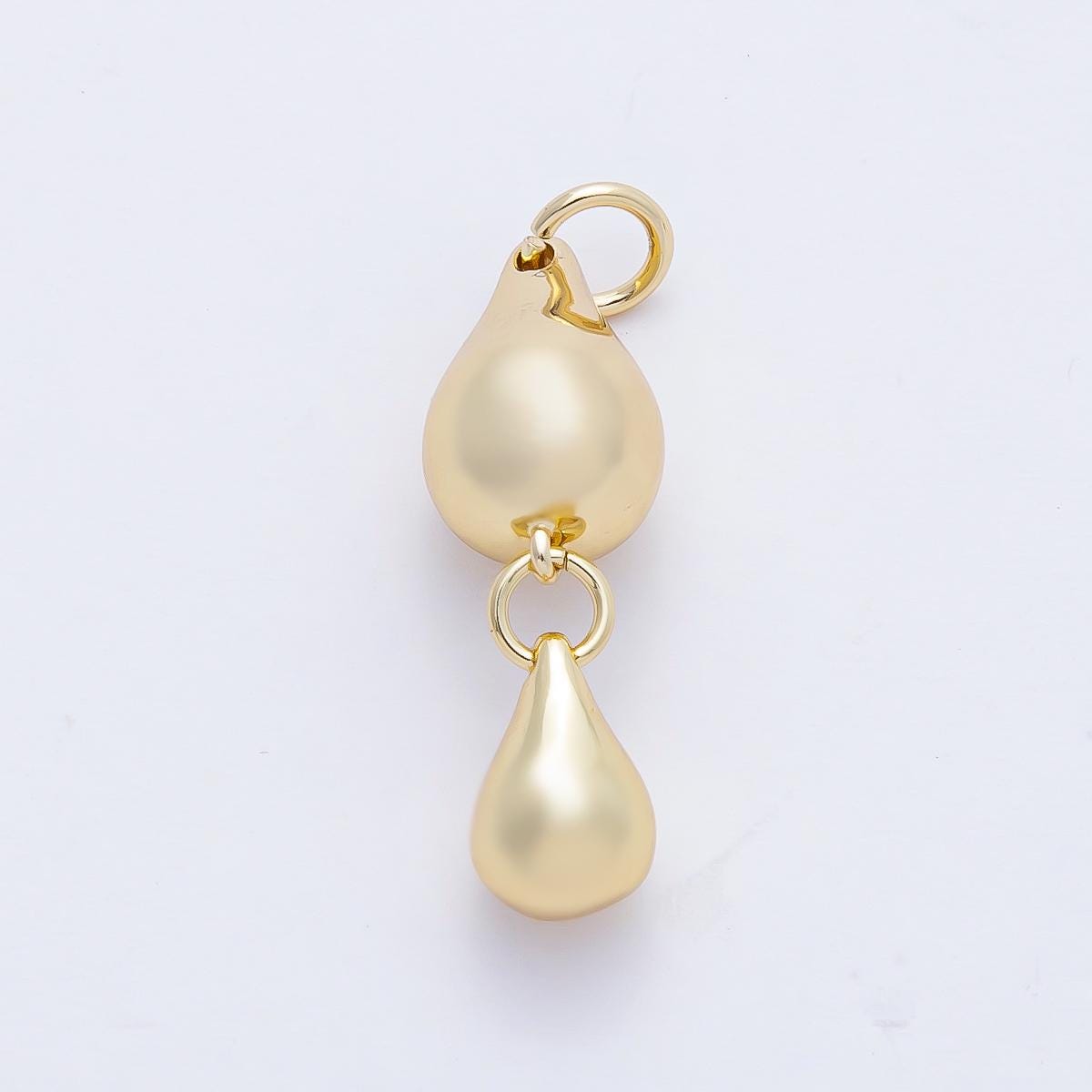 18K Gold Filled 23.9mm Double Teardrop Dangling Drop Charm in Gold & Silver Teardrop Necklace Raindrop Earring Dewdrop Jewelry | AF1432