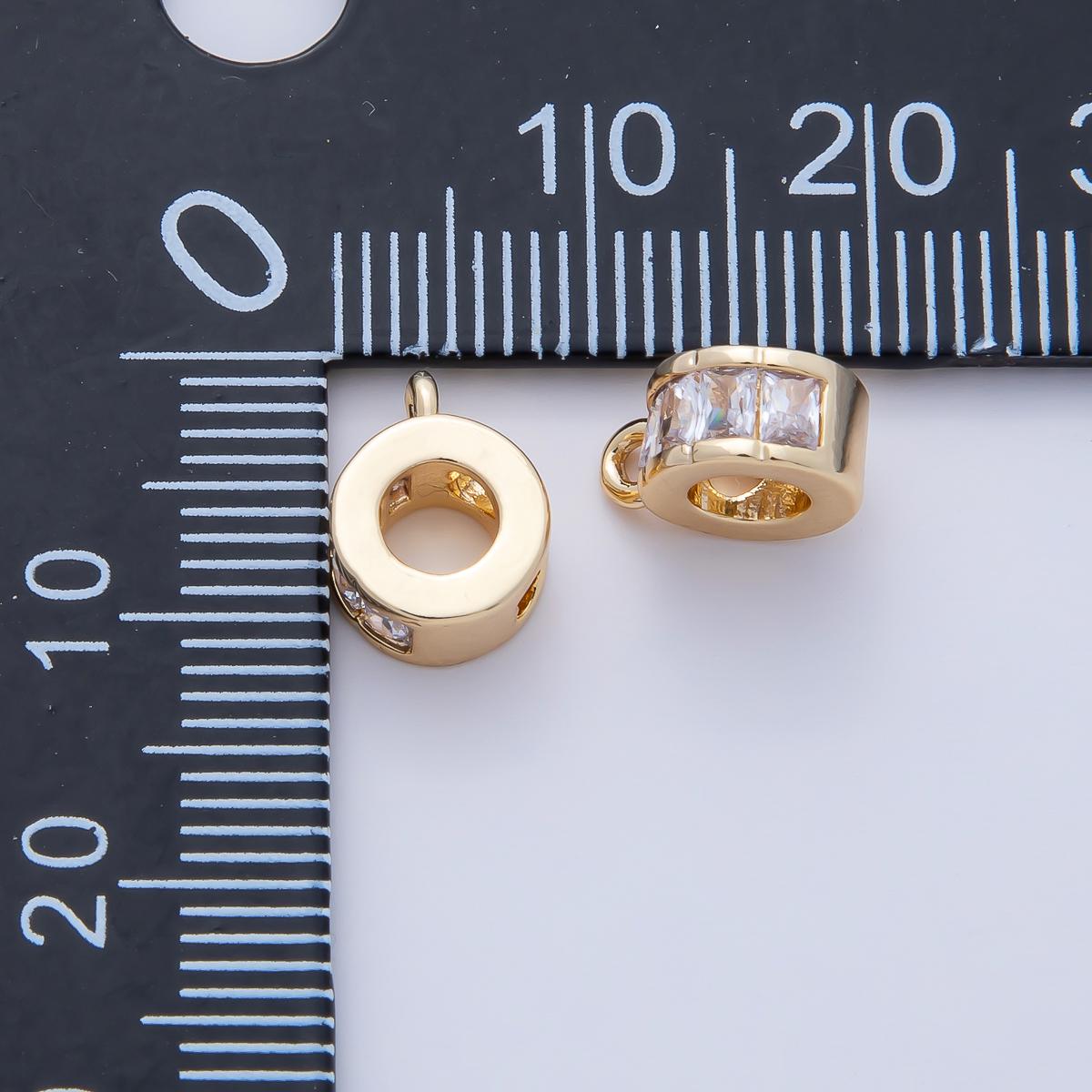18k Gold Filled CZ Bail Spacer Bead with Closed Link for Charm Holder Bracelet Necklace for DIY Jewelry Making Supply | Z1594