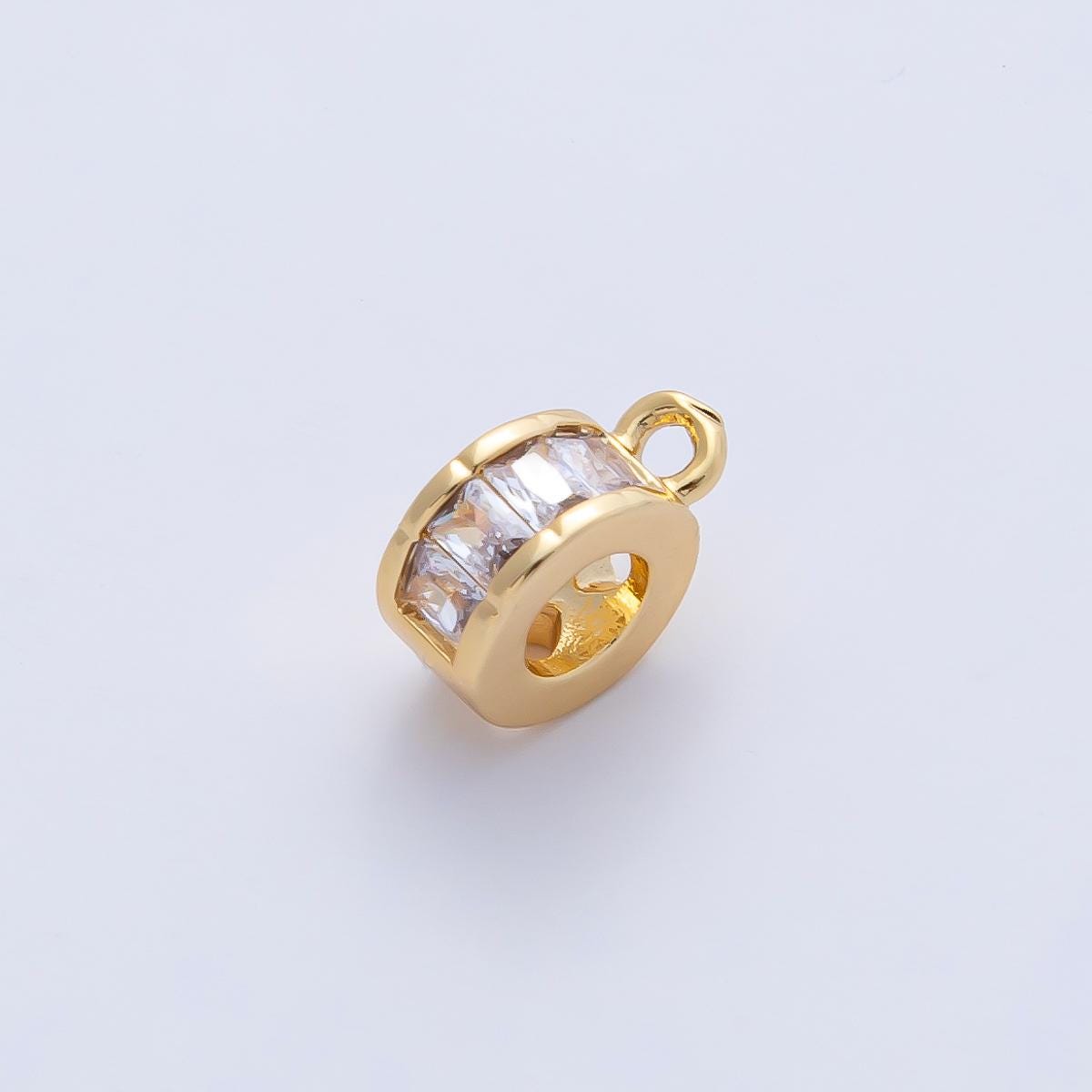 18k Gold Filled CZ Bail Spacer Bead with Closed Link for Charm Holder Bracelet Necklace for DIY Jewelry Making Supply | Z1594
