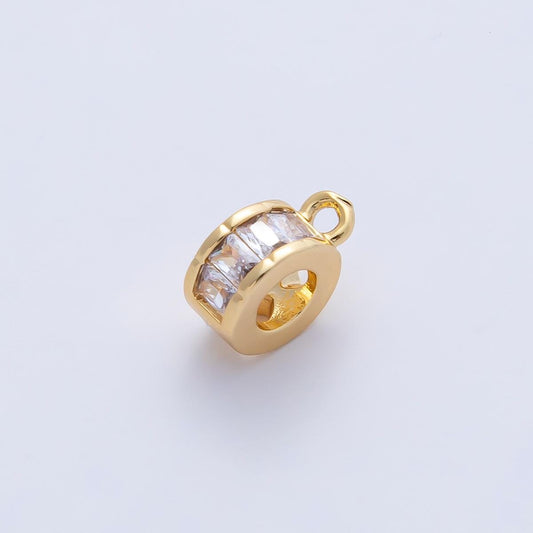 18k Gold Filled CZ Bail Spacer Bead with Closed Link for Charm Holder Bracelet Necklace for DIY Jewelry Making Supply | Z1594