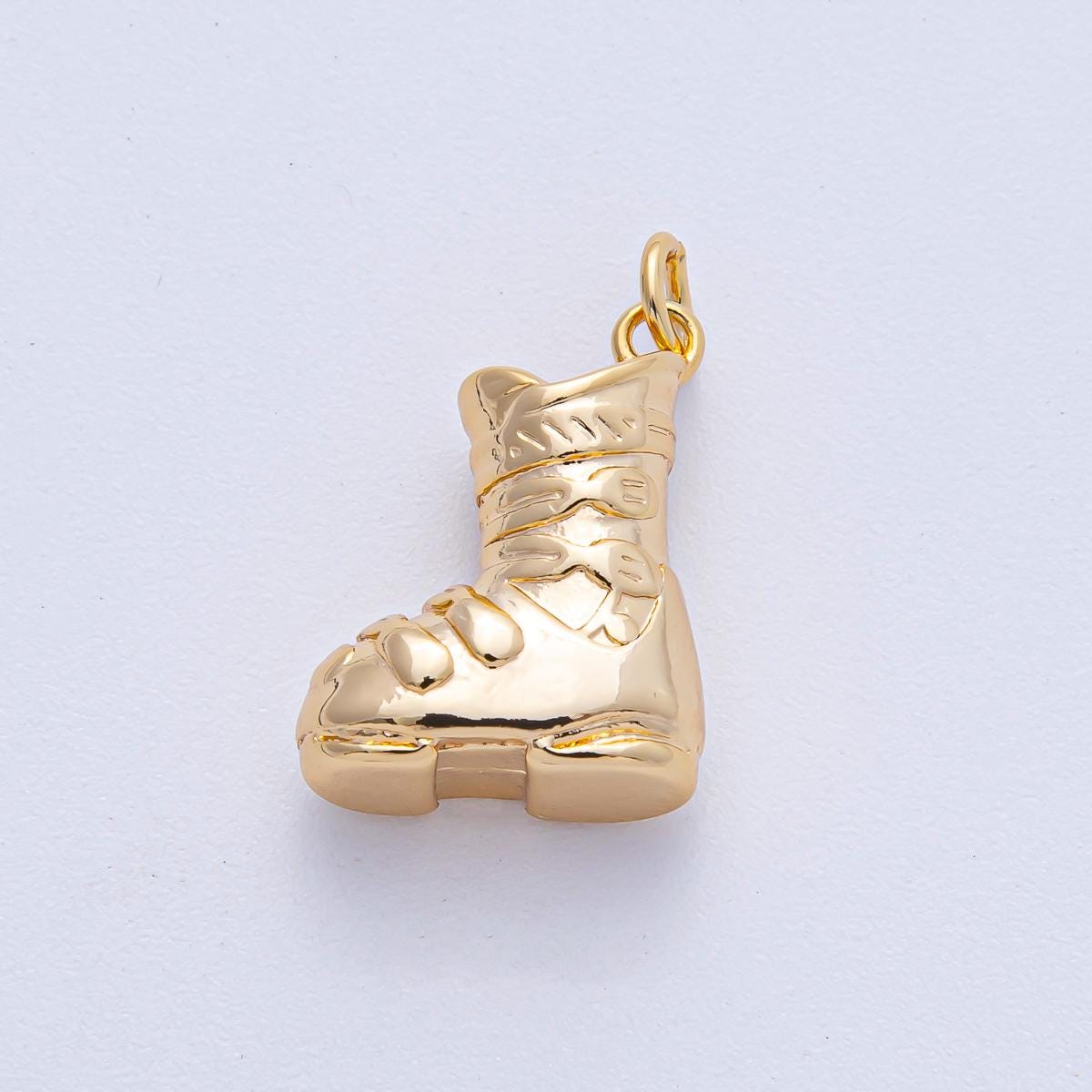18K Gold Filled 18.3mm CZ Snow Boot Charm Winter Shoe for DIY Necklace Bracelet Jewelry Making Supply Finding | AK-008