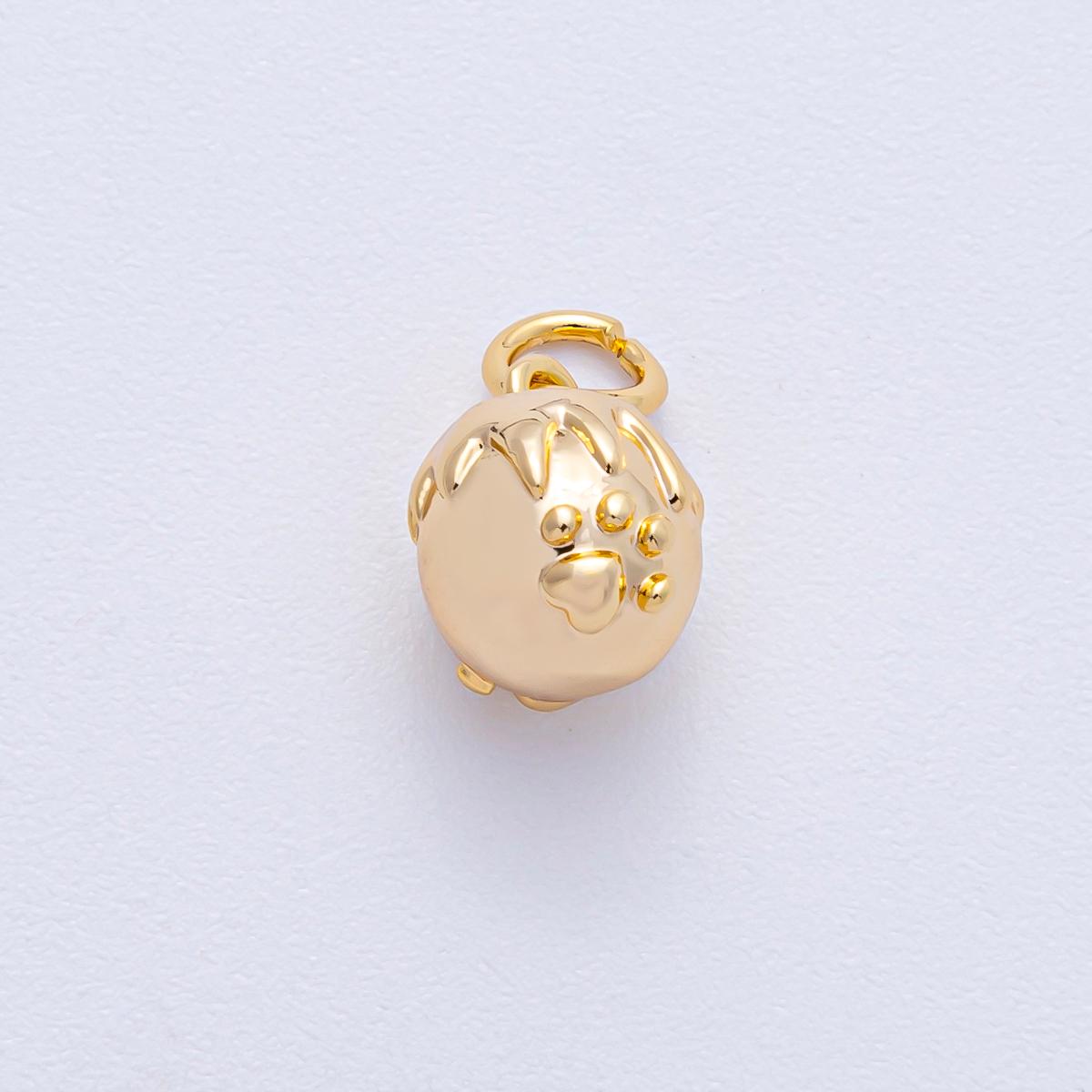 Mini 18k Gold Filled Melting Globe Charm with Paw Print Puppy Lover Pendant DIY Jewelry Supply Finding for Bracelet Necklace | AK-015