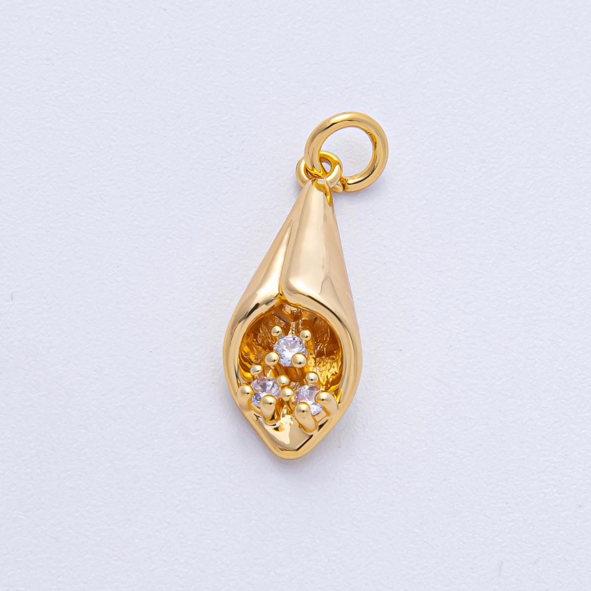 18k Gold Filled CZ Bouquet of Flowers Teardrop Charm Elegant Flower Cluster DIY Jewelry Supply Finding for Necklace Bracelet | AK-018
