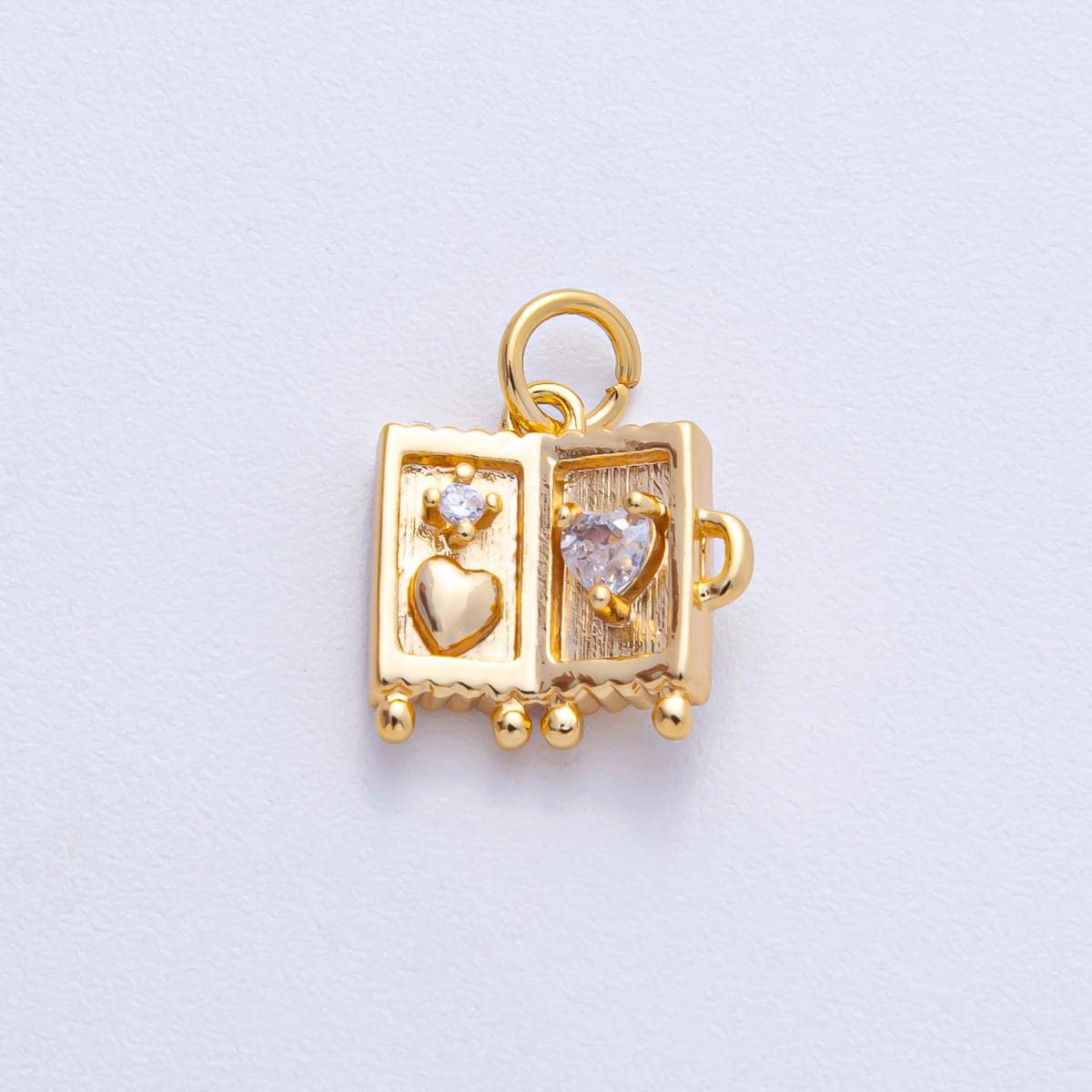 18k Gold Filled CZ 12.5mm Travel Lovers Suitcase Charm Mini Luggage Pendant DIY Jewelry Supply Finding for Necklace Bracelet Design | AK-019