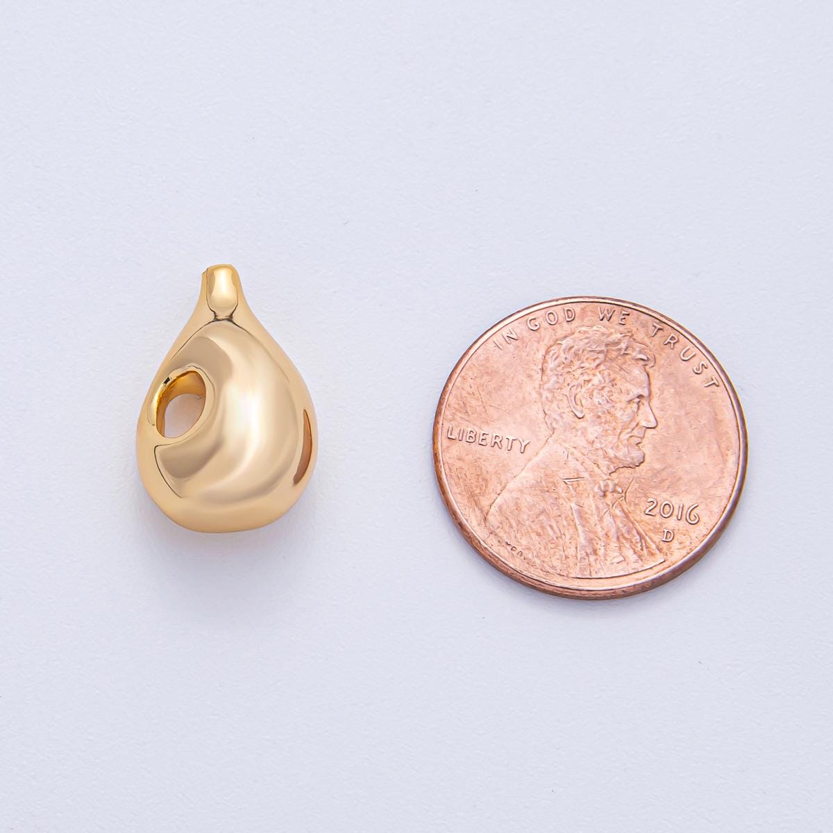 18k Gold Filled 17mm Abstract Teardrop Spacer Bead Minimal Sculpture Pendant DIY Jewelry Supply Finding Necklace Bracelet Design | B-524