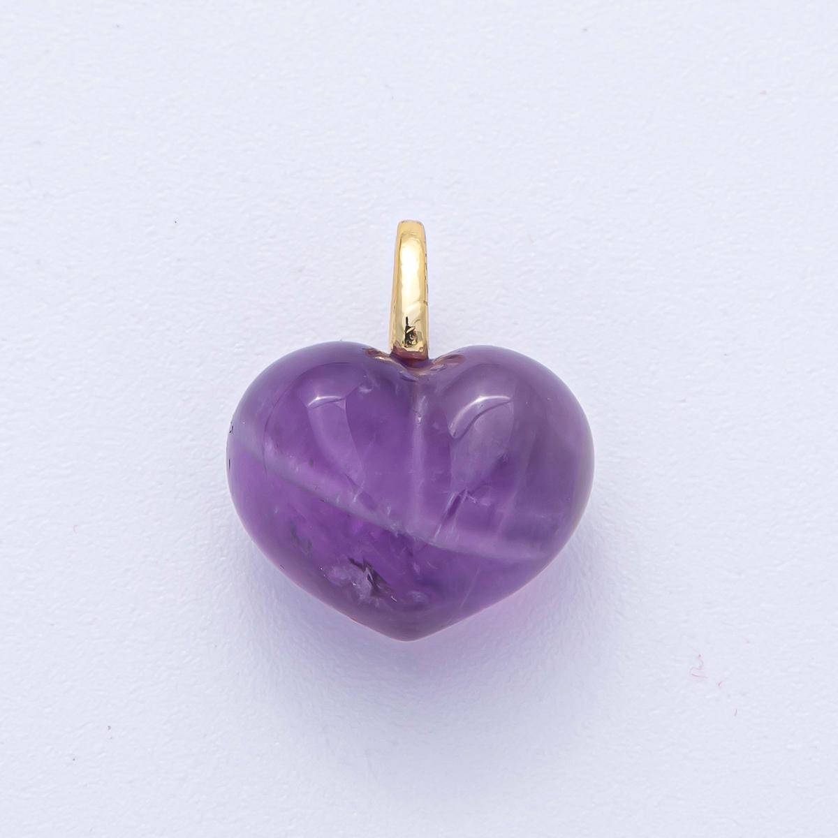 18k Gold Filled 18.3mm Natural Stone Heart Pendant Gemstone Heart Charms DIY Jewelry Supply Finding for Necklace Bracelet | AK-021