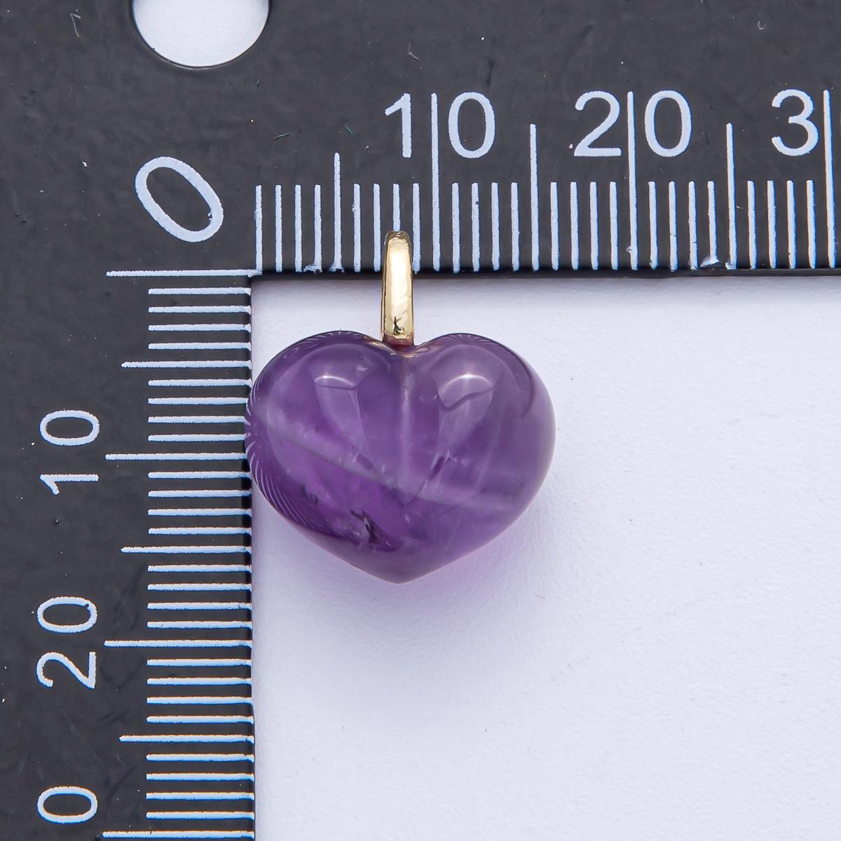 18k Gold Filled 18.3mm Natural Stone Heart Pendant Gemstone Heart Charms DIY Jewelry Supply Finding for Necklace Bracelet | AK-021