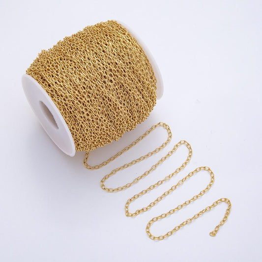 16k Stainless Steel Gold Plated Dainty Rollo Chain Wholesale Bulk Roll DIY Jewelry Making Supply for Custom Necklace Bracelet | Roll-1812