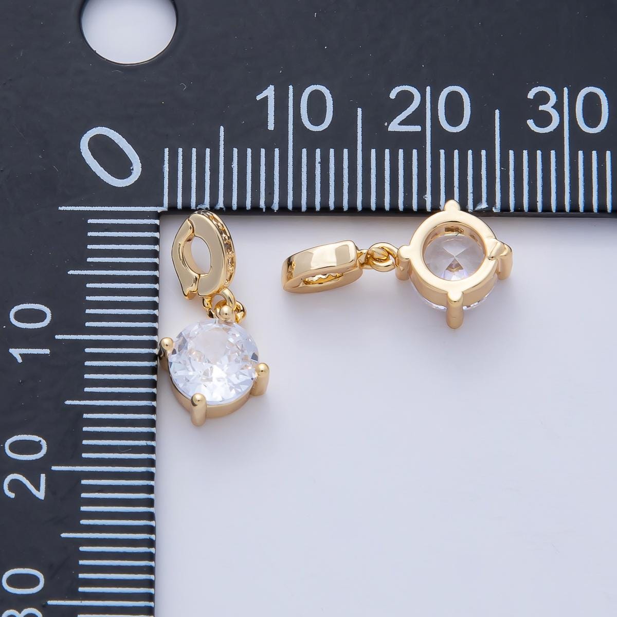 18k Gold Filled Large Clear CZ Crystal Clip-On Charm Luxury Finding DIY Jewelry Supply for Custom Necklace Bracelet | AF-1203