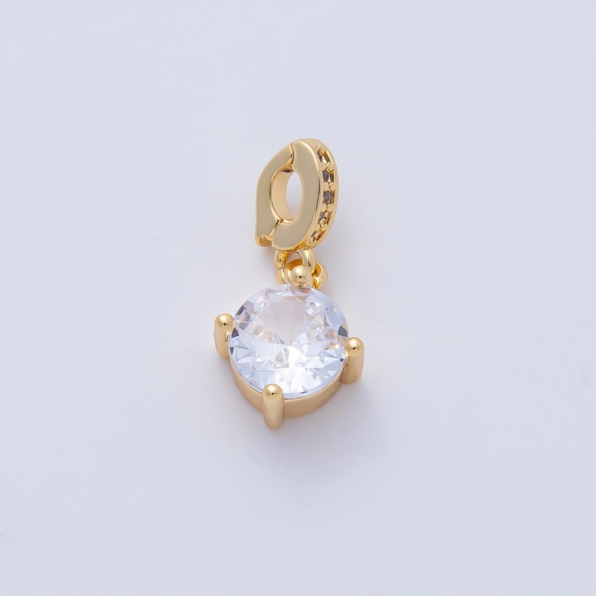 18k Gold Filled Large Clear CZ Crystal Clip-On Charm Luxury Finding DIY Jewelry Supply for Custom Necklace Bracelet | AF-1203
