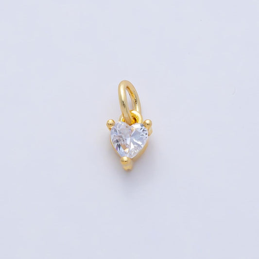 18k Gold Filled 6.6mm Large Clear CZ Crystal Charm Mini Heart Luxury Finding DIY Jewelry Supply for Custom Necklace Bracelet | AK-024