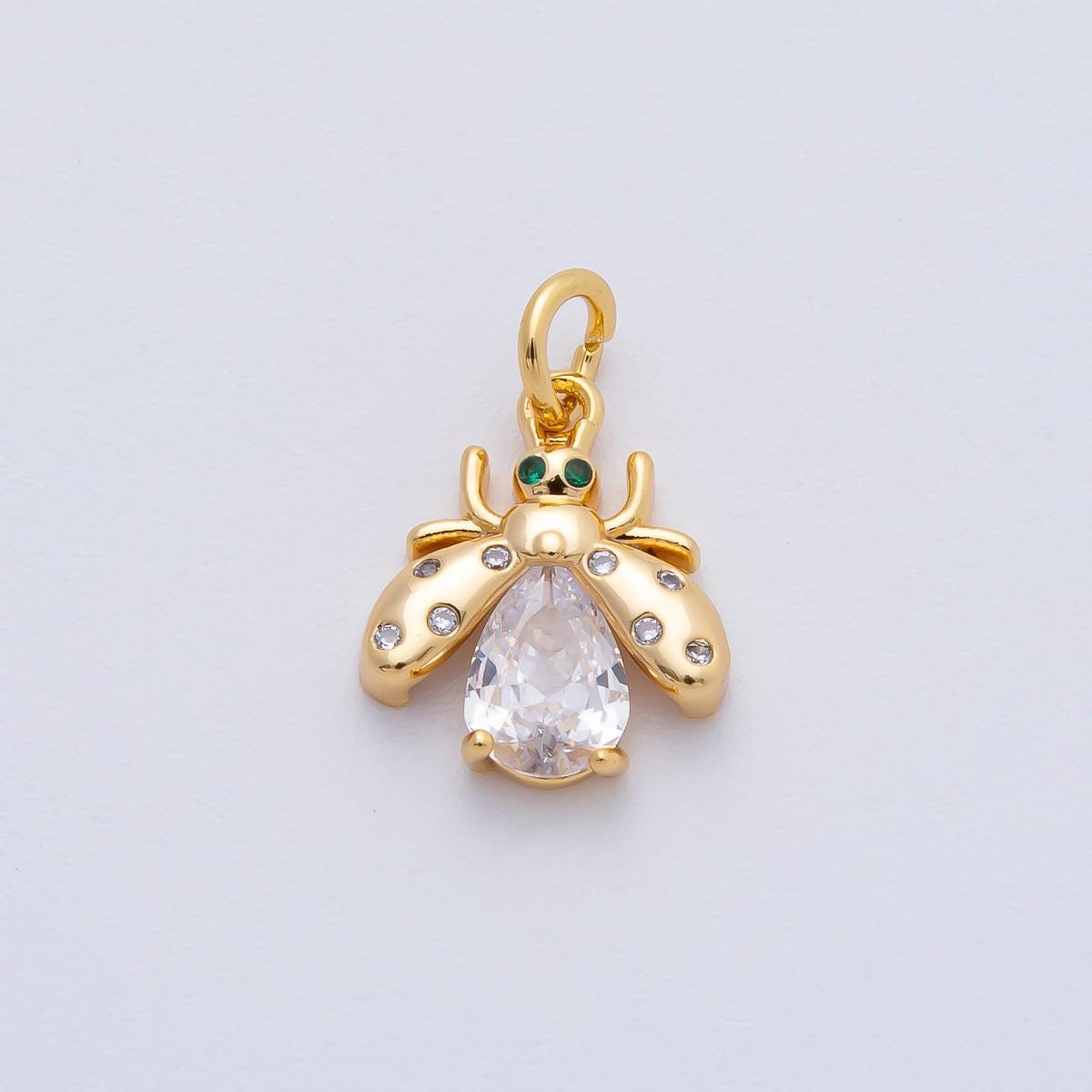 Mini Gold Filled firefly pendant in gold with Black, Yellow, clear CZ stone diy fashion jewelry charm for necklace bracelet earring AF-1481