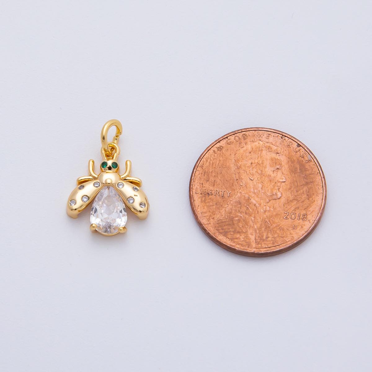 Mini Gold Filled firefly pendant in gold with Black, Yellow, clear CZ stone diy fashion jewelry charm for necklace bracelet earring AF-1481
