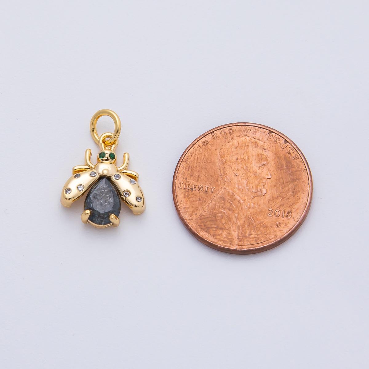 Mini Gold Filled firefly pendant in gold with Black, Yellow, clear CZ stone diy fashion jewelry charm for necklace bracelet earring AF-1481