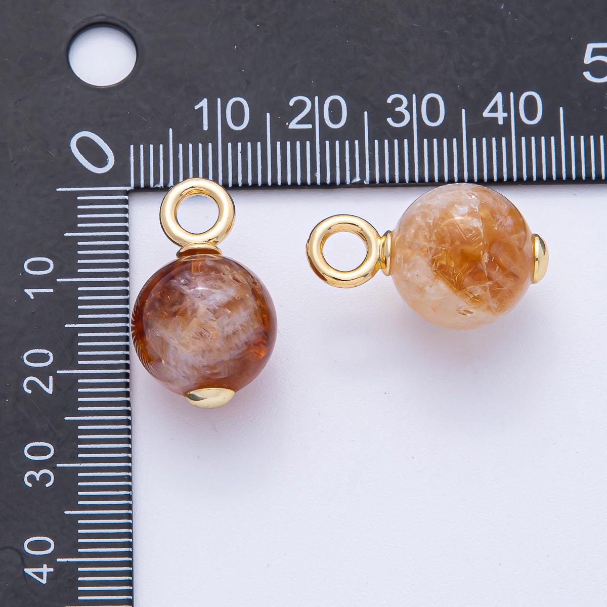 18k gold filled 15mm round Yellow Agate ball beads charm pendant | AK-049