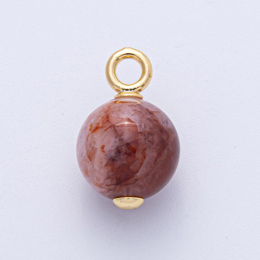 18k gold filled 17mm round Natural Stone Quartz Sphere ball beads charm pendant | AK-050