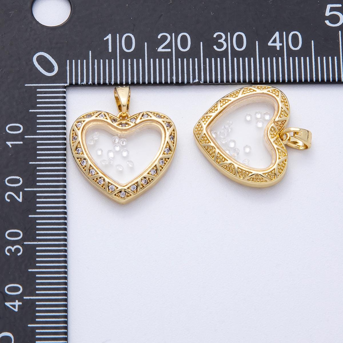 Dainty Heart Shaped Glass Case Pendant Floating Crystal Component Necklace AF-1223