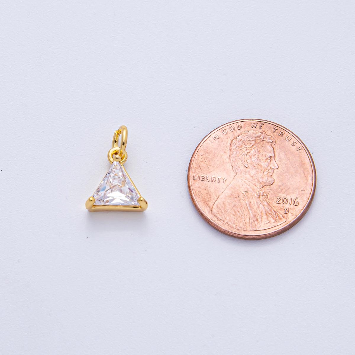 18k Gold Filled 10mm Clear CZ Crystal Charm Triangle Mini Luxury Finding DIY Jewelry Supply for Custom Necklace Bracelet | AK-028
