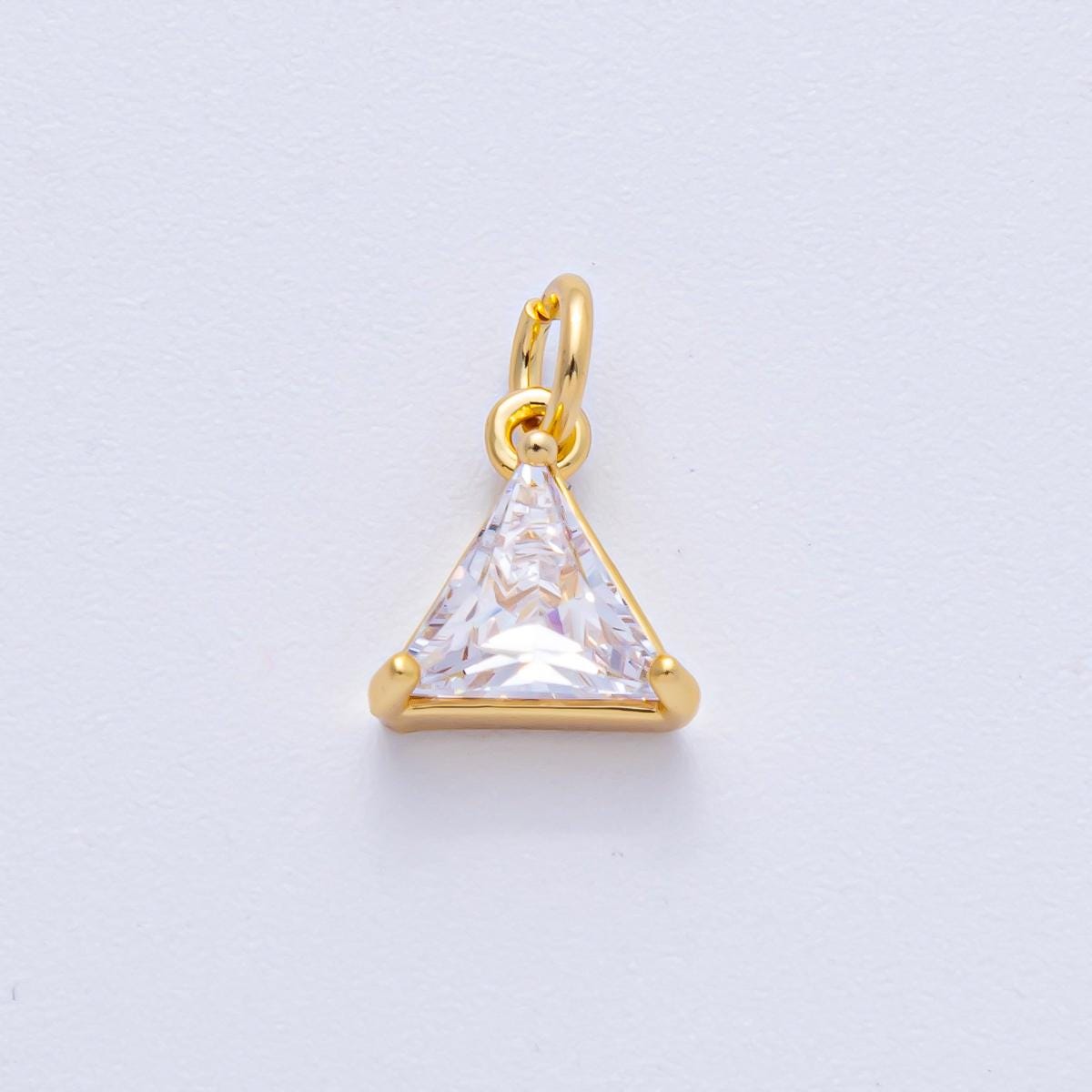 18k Gold Filled 10mm Clear CZ Crystal Charm Triangle Mini Luxury Finding DIY Jewelry Supply for Custom Necklace Bracelet | AK-028