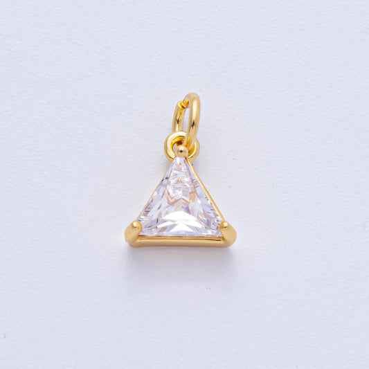 18k Gold Filled 10mm Clear CZ Crystal Charm Triangle Mini Luxury Finding DIY Jewelry Supply for Custom Necklace Bracelet | AK-028
