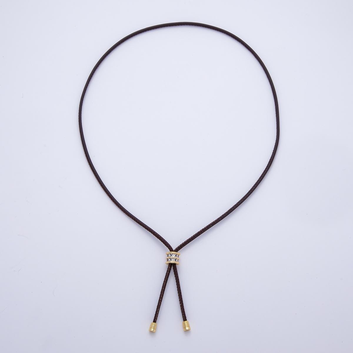 Dainty Brown Soft Leather feel Paracord Knot Tied Necklace for Cord Necklace Supply WA-375