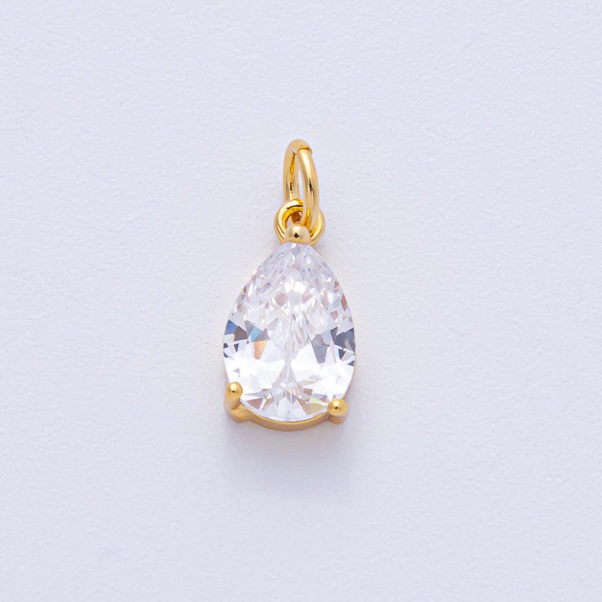 18k Gold Filled 12.7mm Clear CZ Crystal Charm Teardrop Mini Luxury Finding DIY Jewelry Supply for Custom Necklace Bracelet | AK-029
