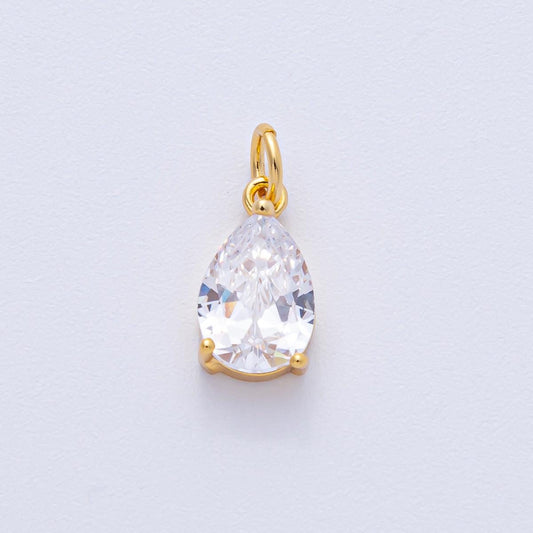 18k Gold Filled 12.7mm Clear CZ Crystal Charm Teardrop Mini Luxury Finding DIY Jewelry Supply for Custom Necklace Bracelet | AK-029