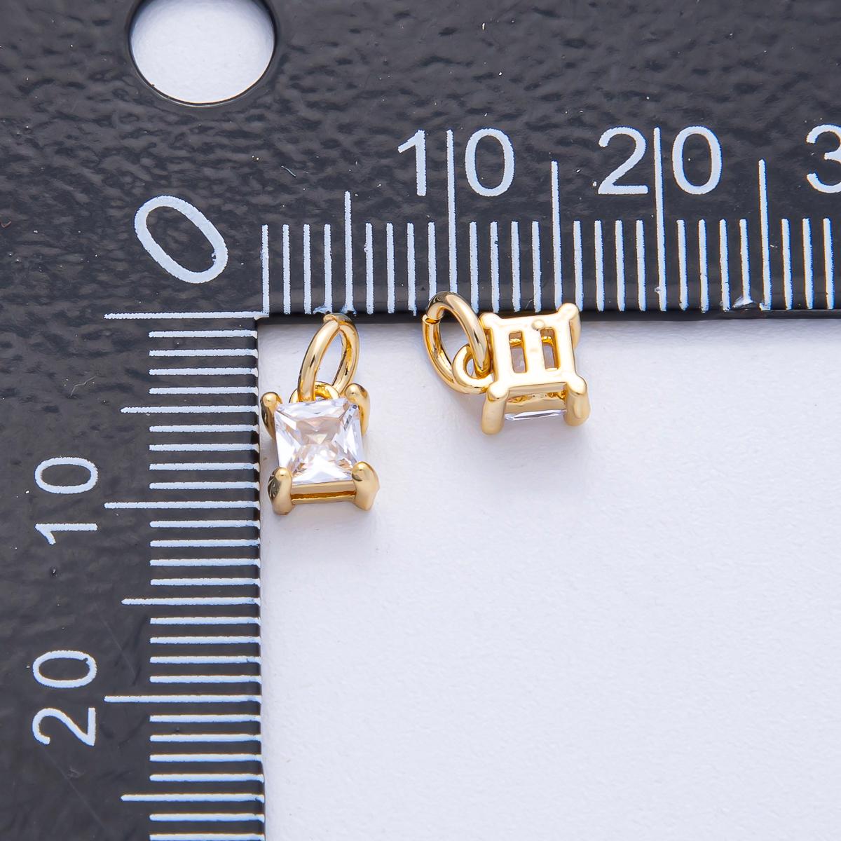 18k Gold Filled 6.3mm Clear CZ Crystal Charm Square Baguette Mini Luxury Finding DIY Jewelry Supply for Custom Necklace Bracelet | AK-030