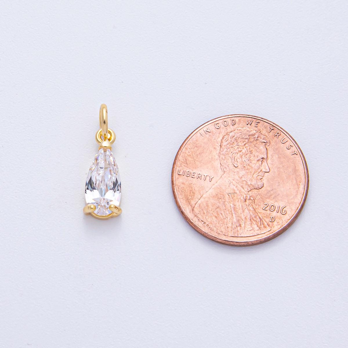 18k Gold Filled 13mm Clear CZ Teardrop Mini Charm Luxury Finding DIY Jewelry Supply for Custom Necklace Bracelet | AK-031