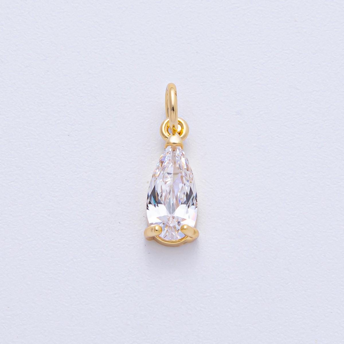 18k Gold Filled 13mm Clear CZ Teardrop Mini Charm Luxury Finding DIY Jewelry Supply for Custom Necklace Bracelet | AK-031