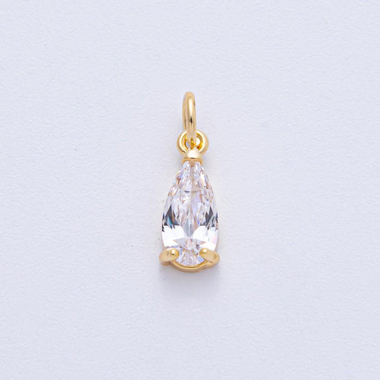 18k Gold Filled 13mm Clear CZ Teardrop Mini Charm Luxury Finding DIY Jewelry Supply for Custom Necklace Bracelet | AK-031