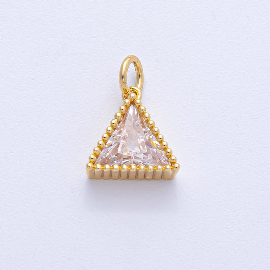 18k Gold Filled 11.1mm Clear CZ Triangle Ribbed Mini Charm Elegant Finding DIY Jewelry Supply for Custom Necklace Bracelet | AK-032