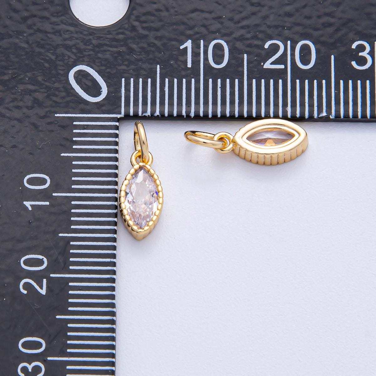 18k Gold Filled 11mm Clear CZ Marquise Mini Charm Elegant Finding DIY Jewelry Supply for Custom Necklace Bracelet | AK-034
