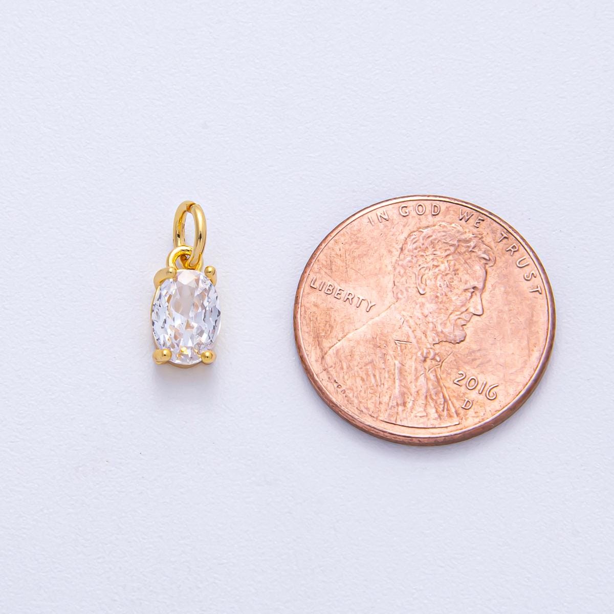 18k Gold Filled 9mm Clear CZ Oval Mini Charm Elegant Finding DIY Jewelry Supply for Custom Necklace Bracelet | AK-035