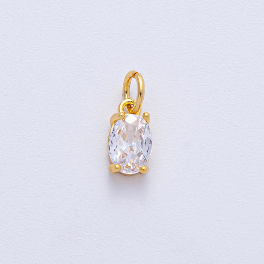 18k Gold Filled 9mm Clear CZ Oval Mini Charm Elegant Finding DIY Jewelry Supply for Custom Necklace Bracelet | AK-035