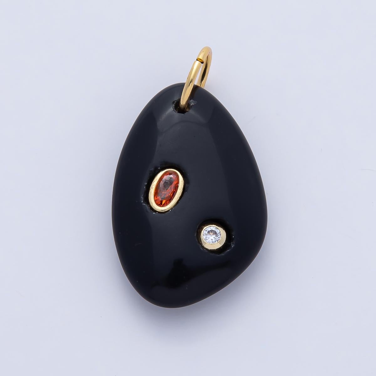 18K Gold Filled Natural Stone Pendant Geometric Oval Charm Bracelet Necklace for DIY Jewelry Making Supply Birthstone Jewelry AF-1487