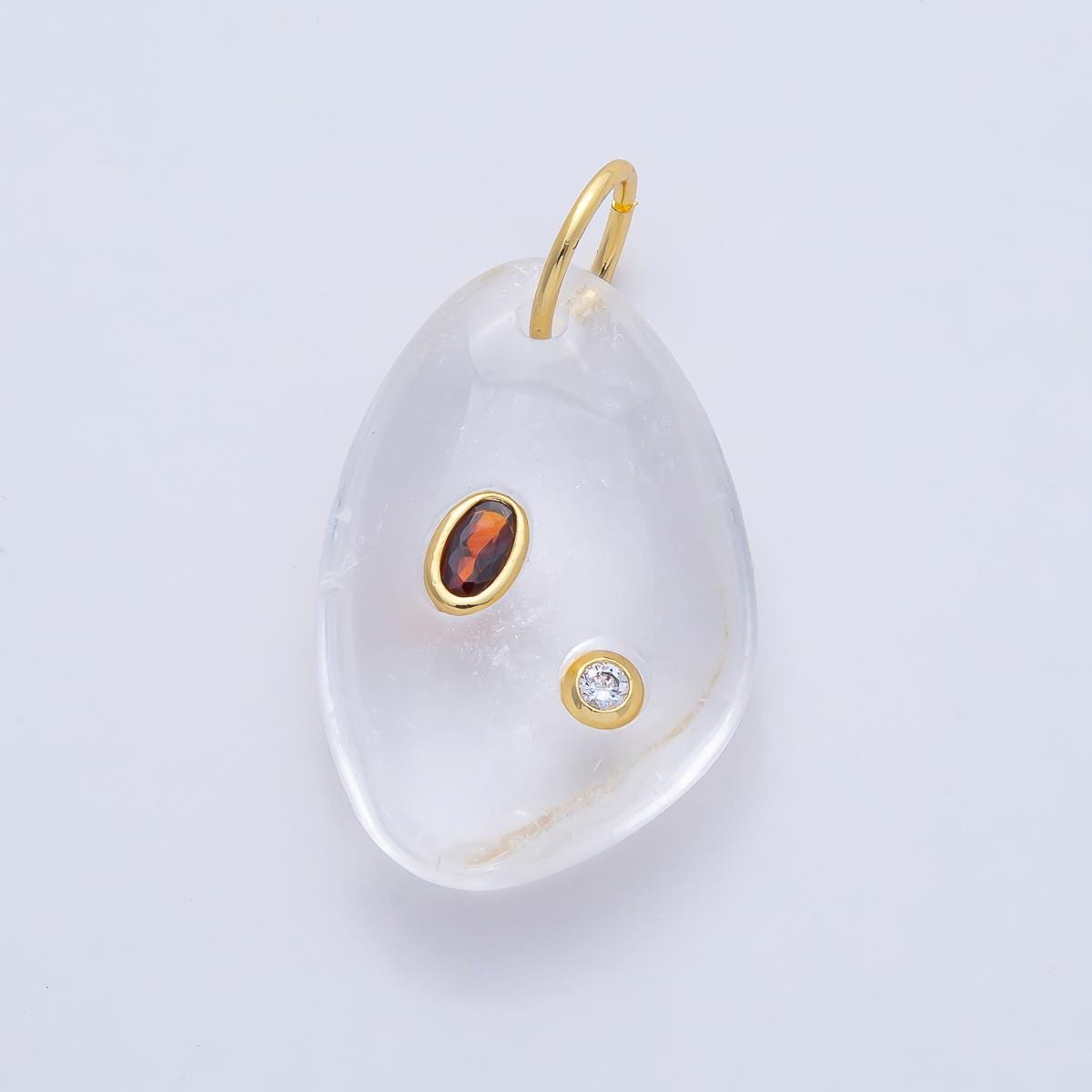 18K Gold Filled Natural Stone Pendant Geometric Oval Charm Bracelet Necklace for DIY Jewelry Making Supply Birthstone Jewelry AF-1487