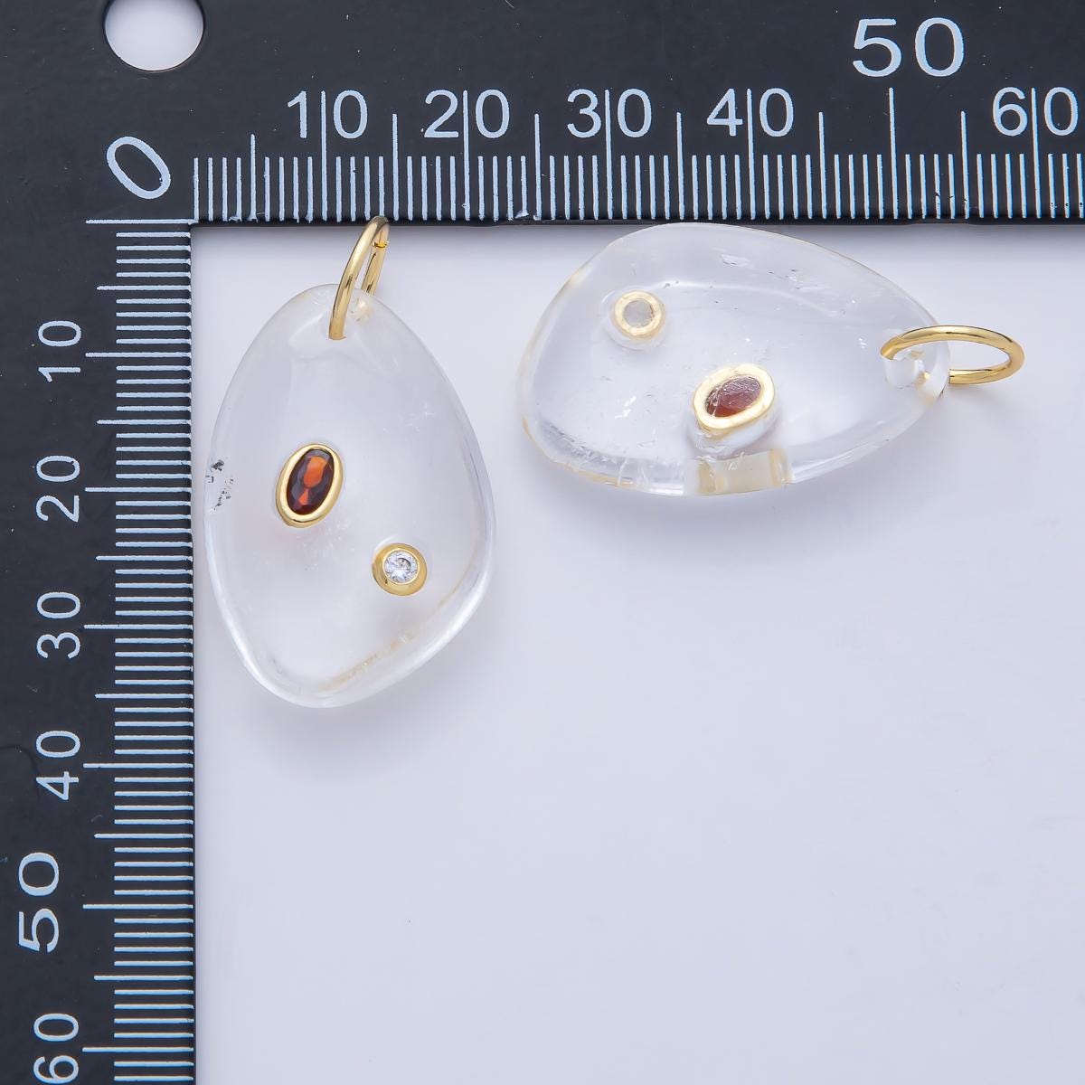 18K Gold Filled Natural Stone Pendant Geometric Oval Charm Bracelet Necklace for DIY Jewelry Making Supply Birthstone Jewelry AF-1487