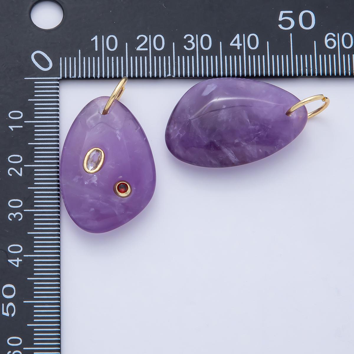 18K Gold Filled Natural Stone Pendant Geometric Oval Charm Bracelet Necklace for DIY Jewelry Making Supply Birthstone Jewelry AF-1487