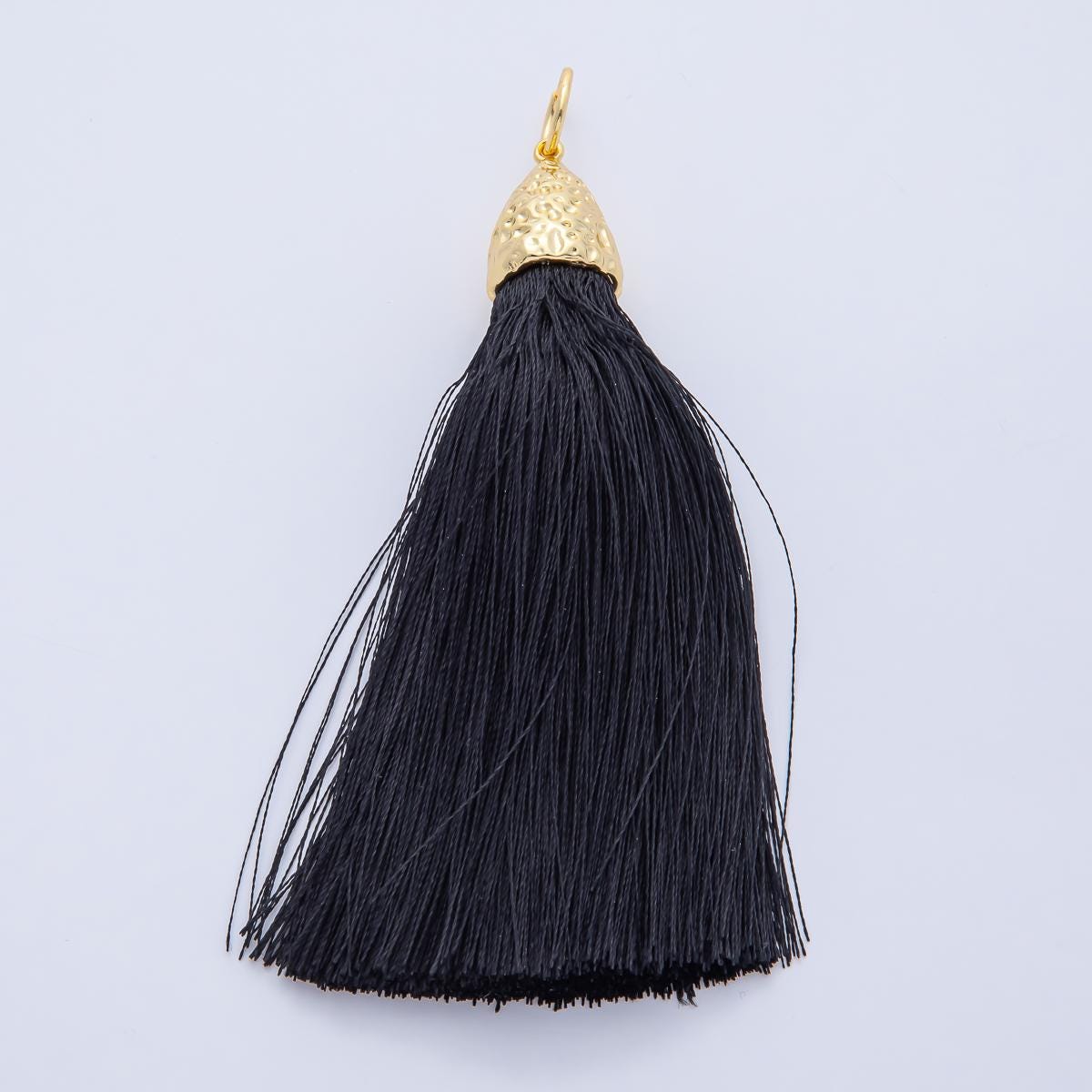 18K Gold Filled Black Cotton Tassel Charms with 18k gold filled Cap for Cord Necklace DIY Jewelry Findings AF-1486