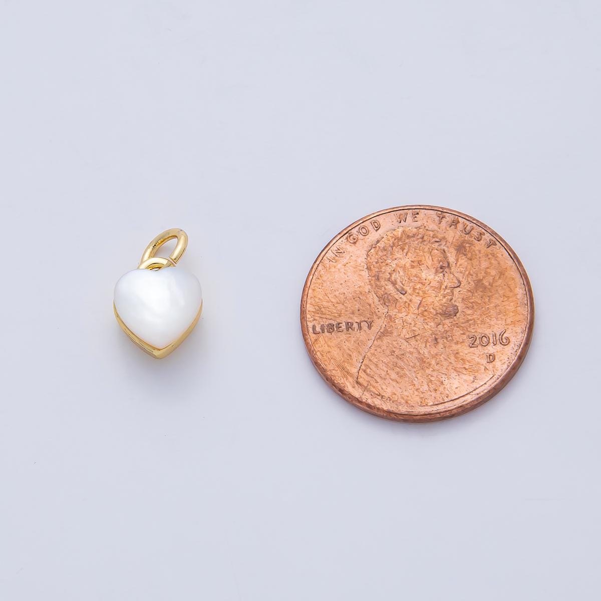 Tiny Shell pearl Charm Minimalist heart charm in 18k gold filled pendant for valentine jewelry gift idea making AF-1479