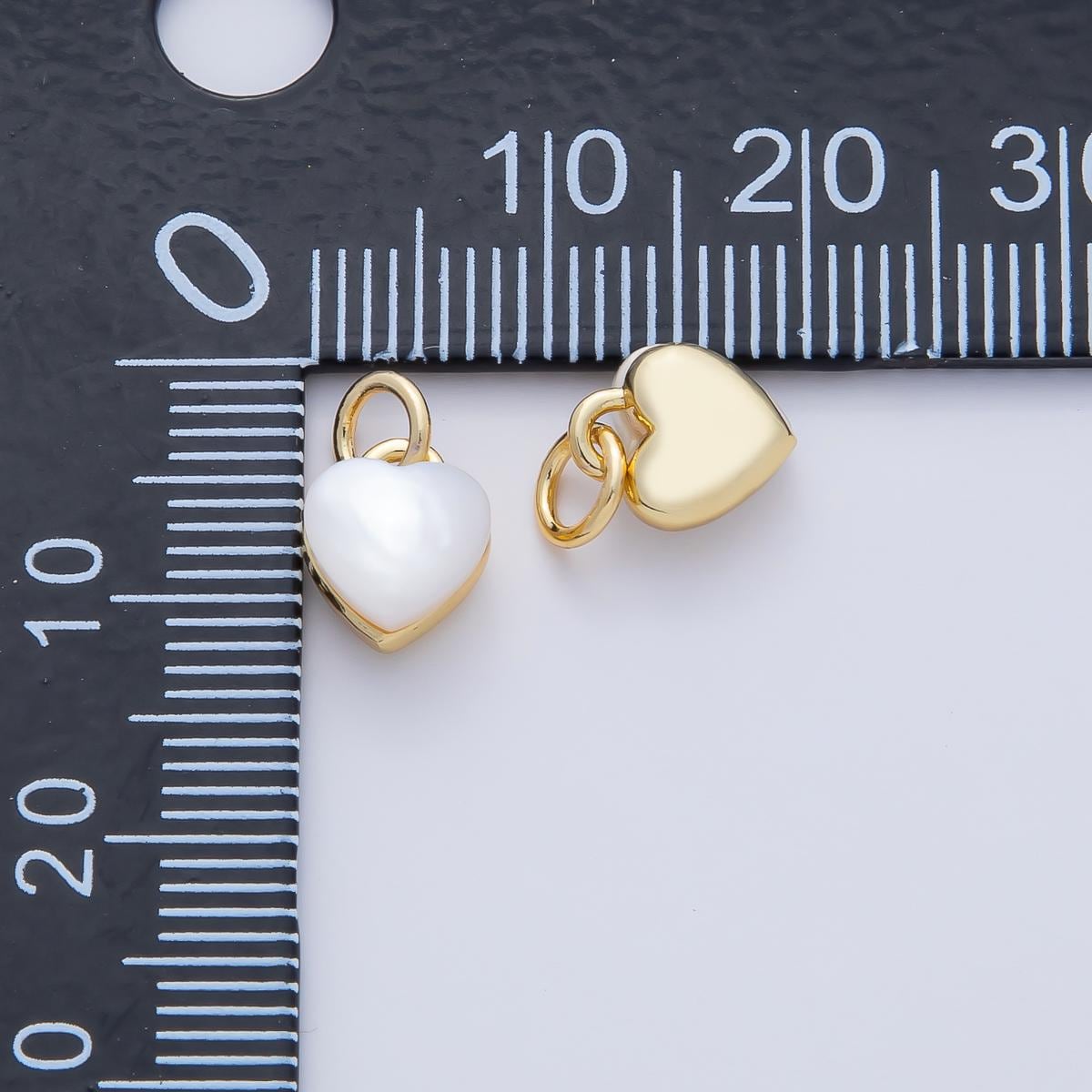 Tiny Shell pearl Charm Minimalist heart charm in 18k gold filled pendant for valentine jewelry gift idea making AF-1479