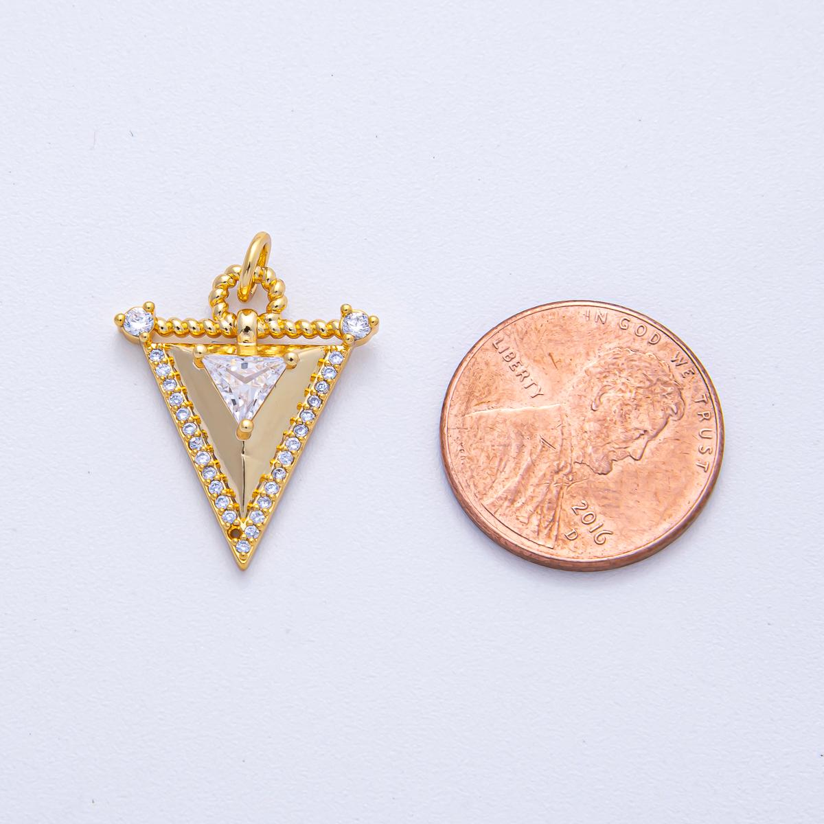 18K Gold Filled 21.6mm Micro Paved CZ Croissant Triangle Geometric Charm Connector Pendant for Necklace DIY Jewelry Supply | AK-040