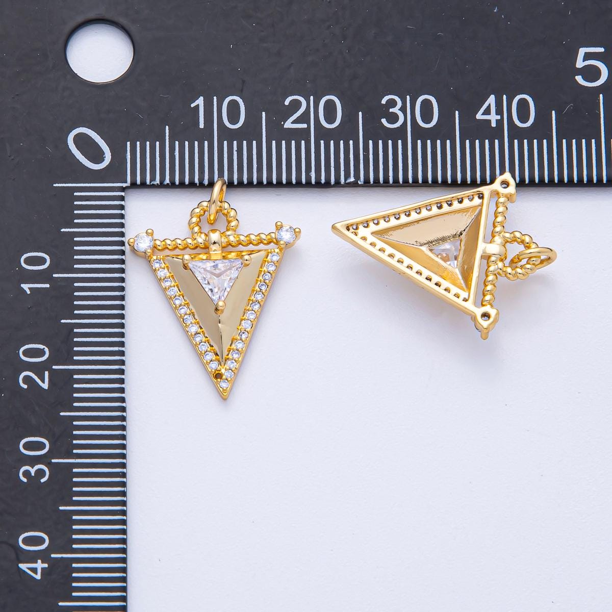 18K Gold Filled 21.6mm Micro Paved CZ Croissant Triangle Geometric Charm Connector Pendant for Necklace DIY Jewelry Supply | AK-040