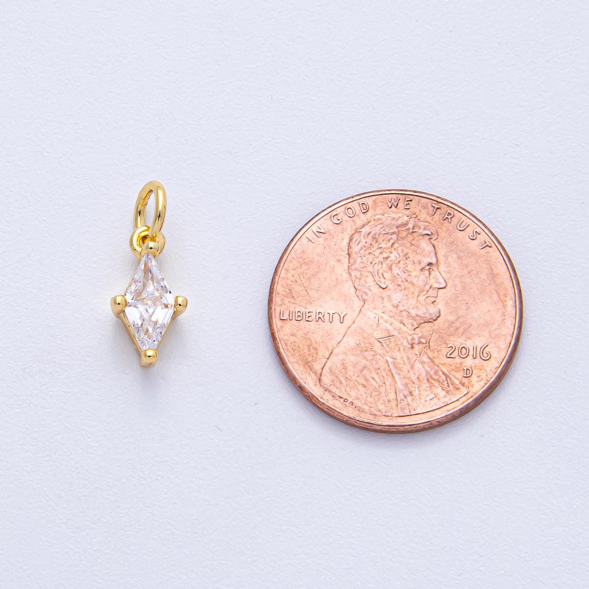 18K Gold Filled 11.5mm Clear CZ Navette Mini Charm Dainty Marquise Cut Pendant DIY Jewelry Supply for Bracelet Necklace Earring | AK-042