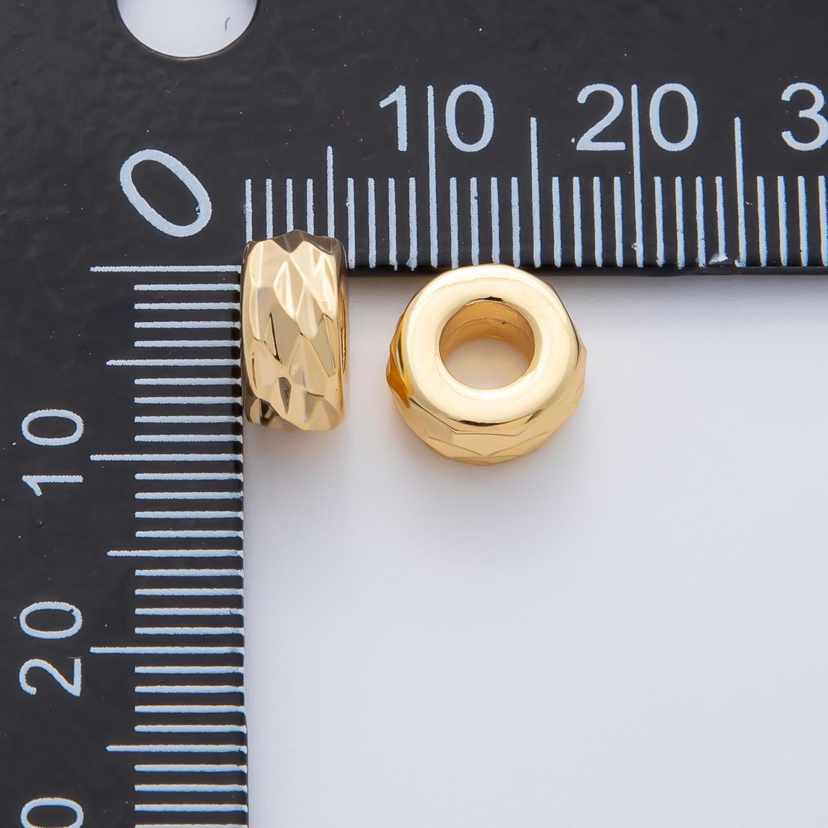 18K Gold Filled 9.6mm Minimalist Textured Spacer Bead Faceted Tube Bead DIY Jewelry Supply Finding for Necklace & Bracelet | B-537