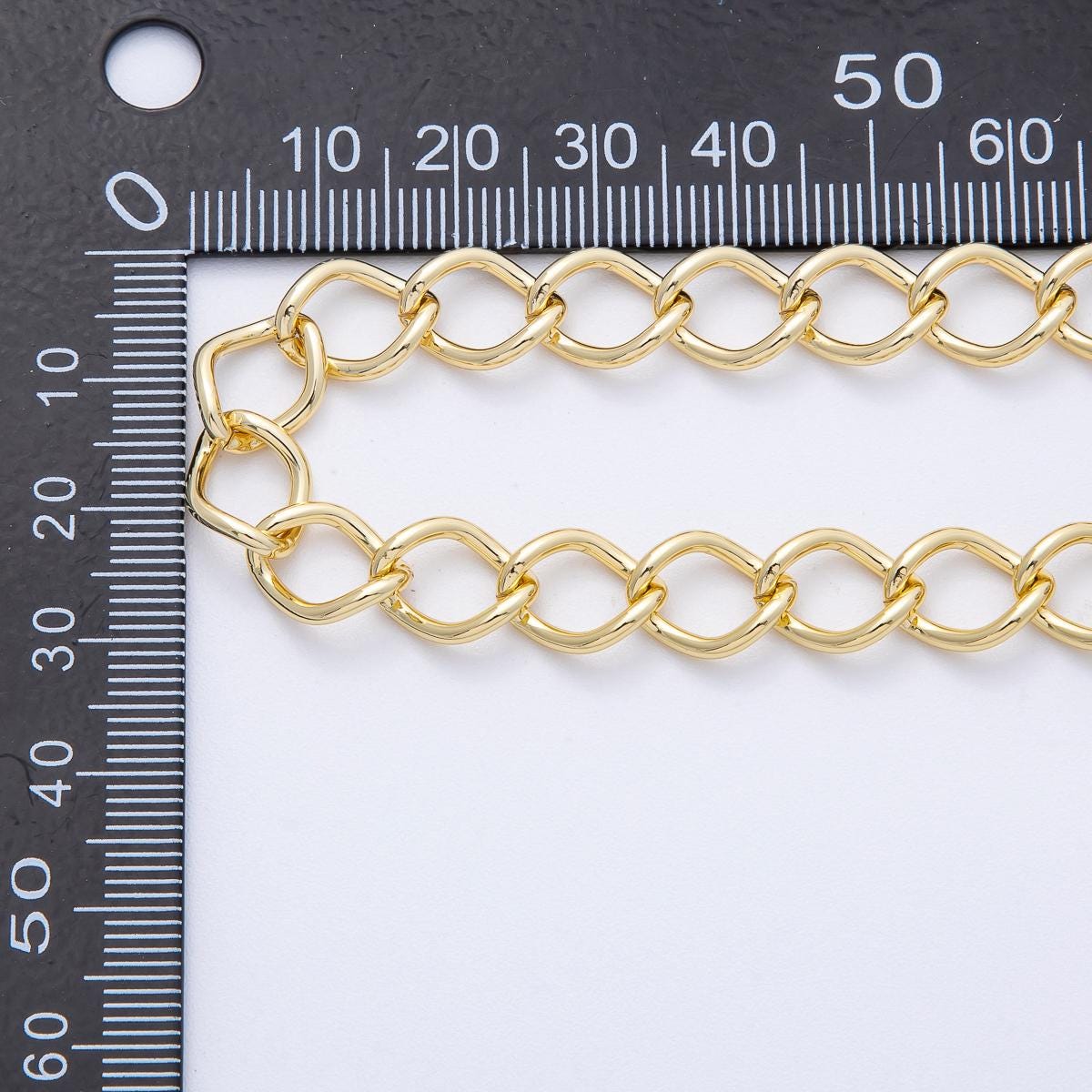 18K Gold Filled 12mm Cable Curb Unfinished Chain by Yard Wholesale Bulk DIY Custom Jewelry Supplies for Necklace Bracelet | Roll-1808
