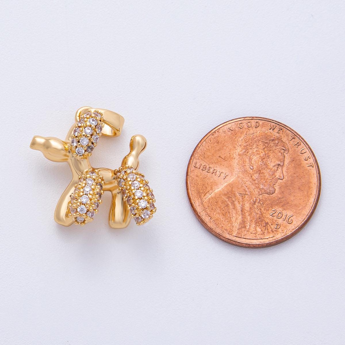 18K Gold Filled 19.8mm Micro Paved CZ Chubby Balloon Animal 3D Multidimensional Pendant DIY Custom Jewelry Supply for Necklace | AF-1211
