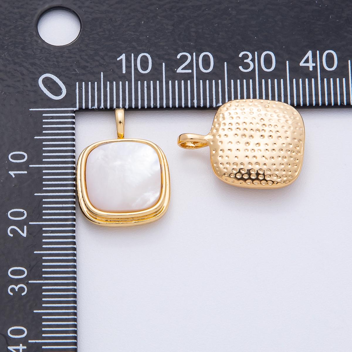 18K Gold Filled 20.2mm Shell Pearl Square Bezel Pendant Iridescent Finding DIY Custom Jewelry Supply for Necklace | AK-045