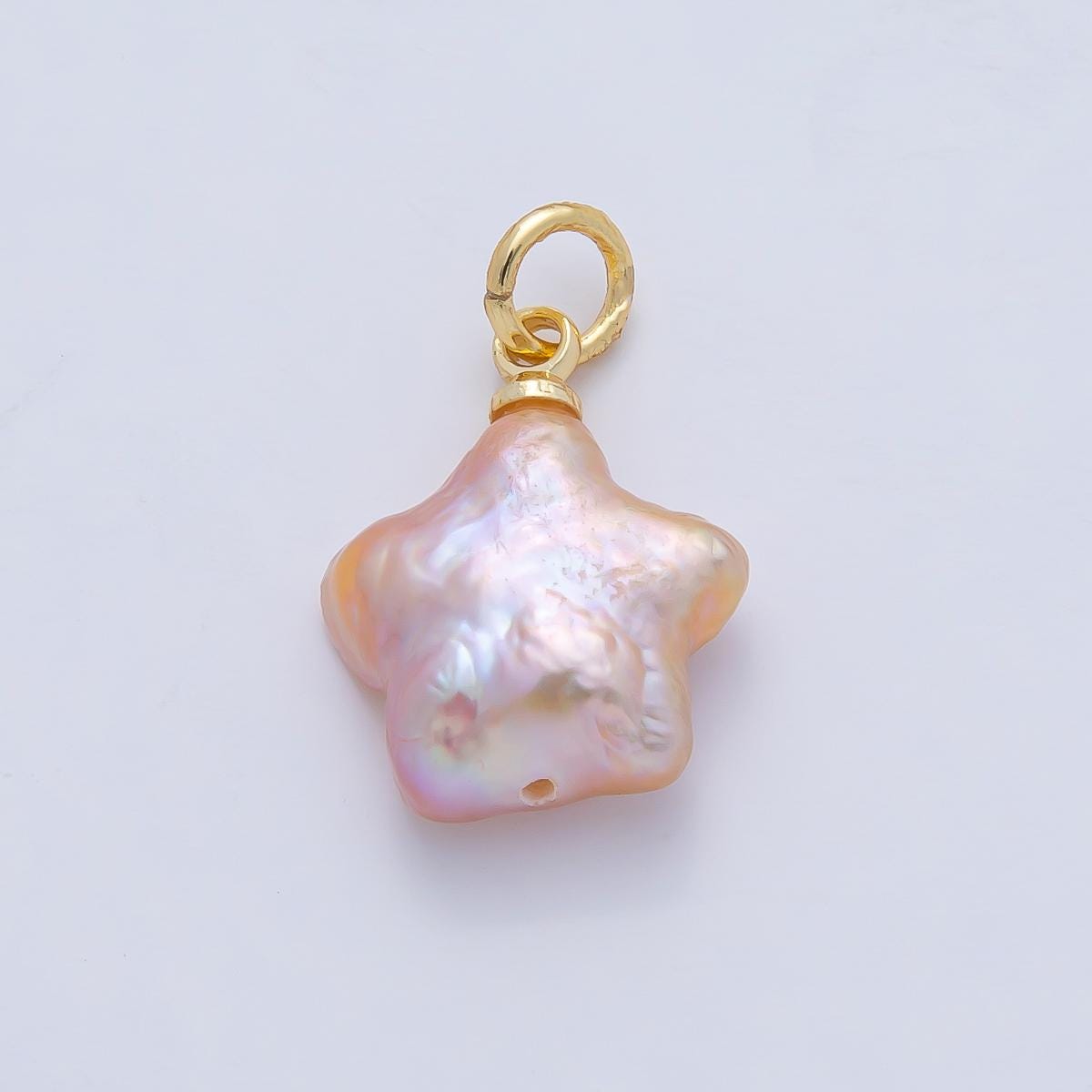 18K Gold Filled 16.1mm Shell Pearl Celestial Star Charm Pink Iridescent DIY Jewelry Supply for Custom Necklace Bracelet | A-639